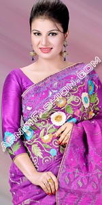 Exclusive Purple Jamdani Dhakai Jamdani Saree, Eid Collection 2014, Saree, Sharee, Sari, Bangladeshi Saree