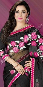 Black  Moslin Saree 