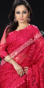 Pink Net Saree 