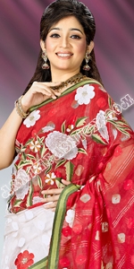 White & Red Jamdani Jamdani , Jamdani Saree,  Jamdani Bangladesh, Dhaka Jamdani Saree,